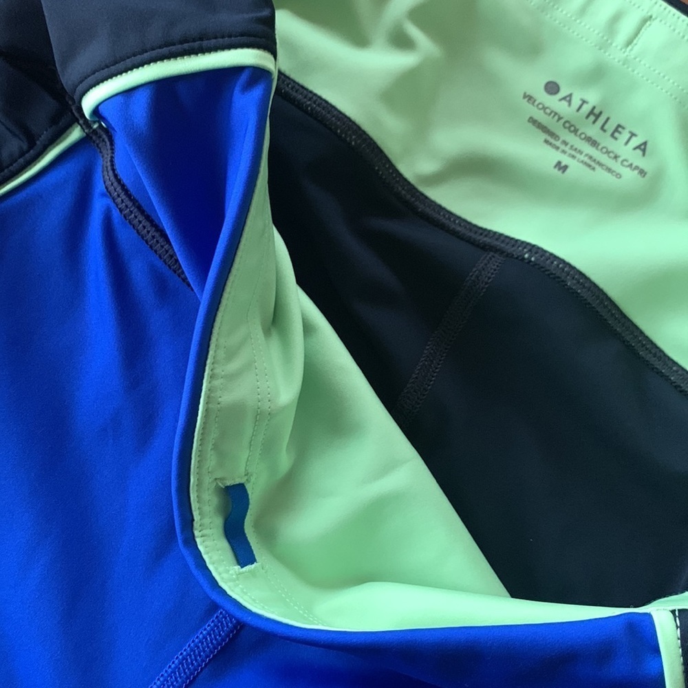 Athleta Velocity Colorblock Capri Tights w/ Stash Pockets Women’s Ankle Size M - Picture 8 of 12